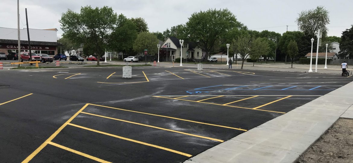 Parking lot with markers